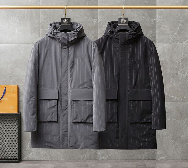 men's winter stripe long designer trend down jacket hooded thick coat couple851, Black
men's winter stripe long designer trend down jacket hooded thick coat couple851, Black