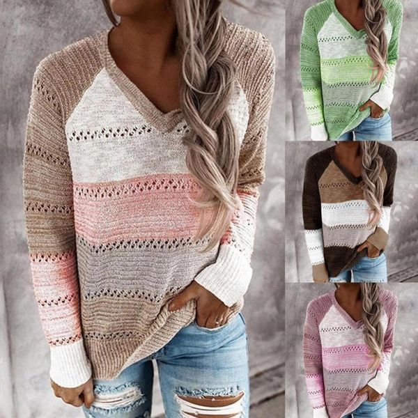 women's sweaters 2021 fashion pullovers loose knitted sweater women autumn v neck pullover strip color-matching hollow long sleeves, White;black
women's sweaters 2021 fashion pullovers loose knitted sweater women autumn v neck pullover strip color-matching hollow long sleeves, White;black