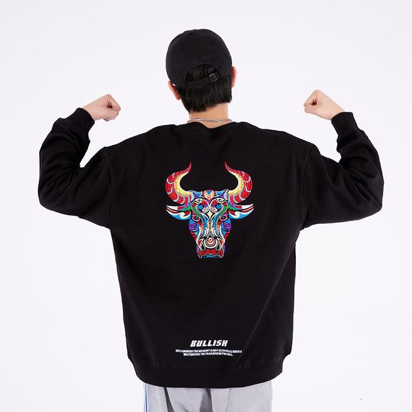 hoodies autumn and winter chinese style national fashion pullover round neck sweater men's pure cotton loose ox head embroidery large, Black
hoodies autumn and winter chinese style national fashion pullover round neck sweater men's pure cotton loose ox head embroidery large, Black