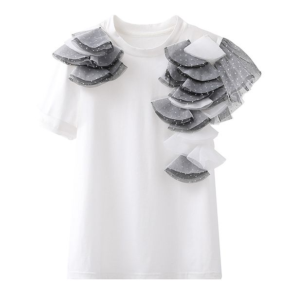 o neck short sleeve hit color t shirt female clothing summer patchwork dot mesh women white 16w690 210510
o neck short sleeve hit color t shirt female clothing summer patchwork dot mesh women white 16w690 210510