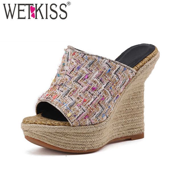 wetkiss high heels slippers women peep toe footwear small fragrance slides shoes female wedges straw weave platform shoes woman 210630, Black
wetkiss high heels slippers women peep toe footwear small fragrance slides shoes female wedges straw weave platform shoes woman 210630, Black