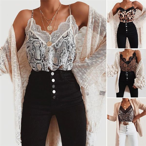 women's tanks & camis fashion womens summer cami camisole lace leopard snake print patchwork female streetwear clothing, White
women's tanks & camis fashion womens summer cami camisole lace leopard snake print patchwork female streetwear clothing, White