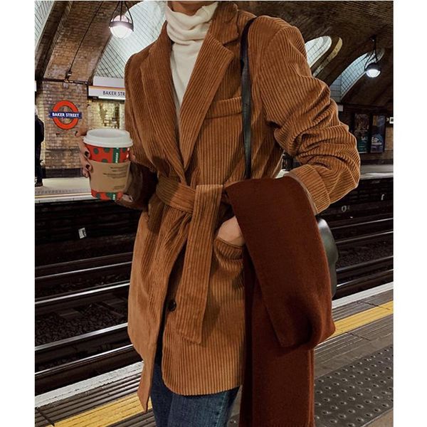 women's suits & blazers 2021 winter cool and sweet thick corduroy blazer chic solid suit jacket with belt turndown collar long sleeves, White;black
women's suits & blazers 2021 winter cool and sweet thick corduroy blazer chic solid suit jacket with belt turndown collar long sleeves, White;black