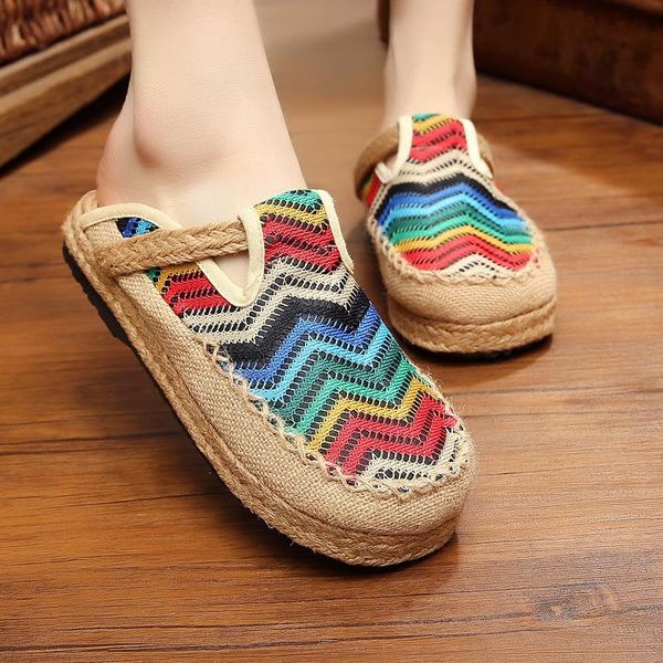 slippers round-toed shoes, handmade cloth linen straw woven colorful yunnan thai literature and art school style, Black
slippers round-toed shoes, handmade cloth linen straw woven colorful yunnan thai literature and art school style, Black