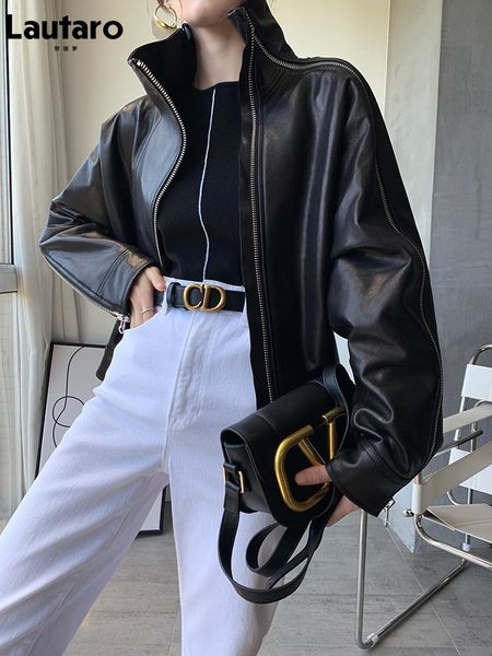 women's leather & faux lautaro zip up oversized black soft pu jacket women long sleeve casual stylish fall clothes designer korean fash
women's leather & faux lautaro zip up oversized black soft pu jacket women long sleeve casual stylish fall clothes designer korean fash