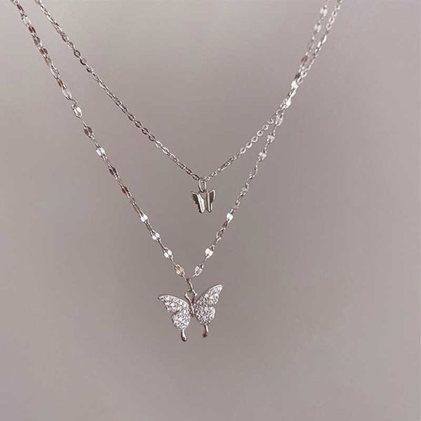 new shiny butterfly necklace ladies exquisite double layer clavicle chain jewelry for gift, Silver
new shiny butterfly necklace ladies exquisite double layer clavicle chain jewelry for gift, Silver