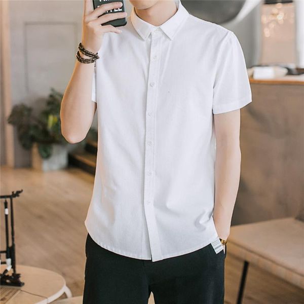 summer men shirt solid color short regular sleeves linen plus size concise style slim casual men's shirts, White;black
summer men shirt solid color short regular sleeves linen plus size concise style slim casual men's shirts, White;black