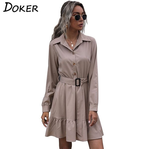 womens shirt dress autumn winter with belt ruffle turn-down collar long sleeve plus size office ladies dresses casual mini dress 210423, Black;gray
womens shirt dress autumn winter with belt ruffle turn-down collar long sleeve plus size office ladies dresses casual mini dress 210423, Black;gray
