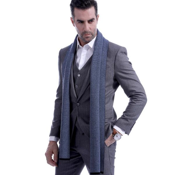 scarves wool business casual men's scarf herringbone neck gift for young men and women, Blue;gray
scarves wool business casual men's scarf herringbone neck gift for young men and women, Blue;gray