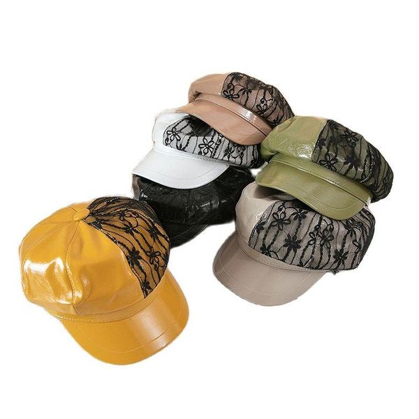 four seasons casual fashion octagonal hat female british lace pu leather personality japanese beret cap wide brim hats, Blue;gray
four seasons casual fashion octagonal hat female british lace pu leather personality japanese beret cap wide brim hats, Blue;gray