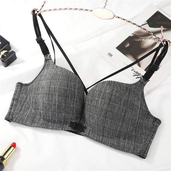 bras plaid cross back front button bra without steel ring gathered up underwear traceless smooth, Red;black
bras plaid cross back front button bra without steel ring gathered up underwear traceless smooth, Red;black