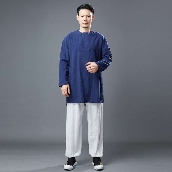 autumn year cotton hemp chinese style round neck one button solid color fashion men's sweater long sleeve loose top, Black
autumn year cotton hemp chinese style round neck one button solid color fashion men's sweater long sleeve loose top, Black