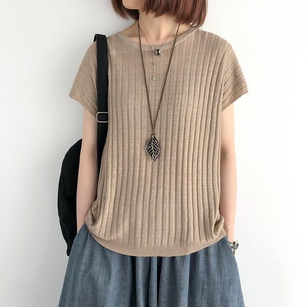 women solid color summer short sleeve round neck pullover thin knitted clothes loose casual blouse women's blouses & shirts, White
women solid color summer short sleeve round neck pullover thin knitted clothes loose casual blouse women's blouses & shirts, White