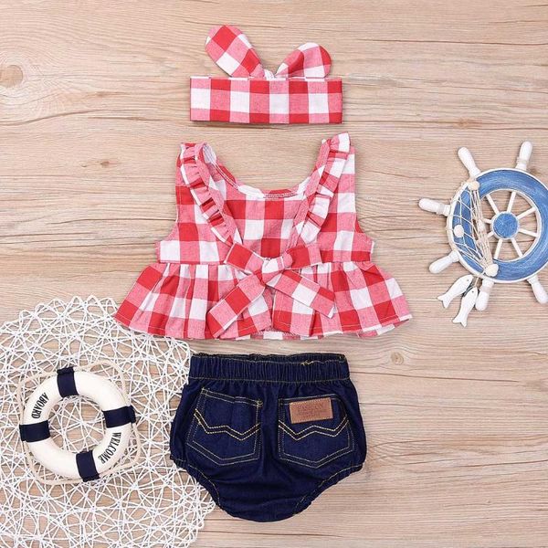 clothing sets toddler baby girl summer plaid skirted t-shirt +denim shorts clothes set cotton cute fashion infant casual outfits, White
clothing sets toddler baby girl summer plaid skirted t-shirt +denim shorts clothes set cotton cute fashion infant casual outfits, White