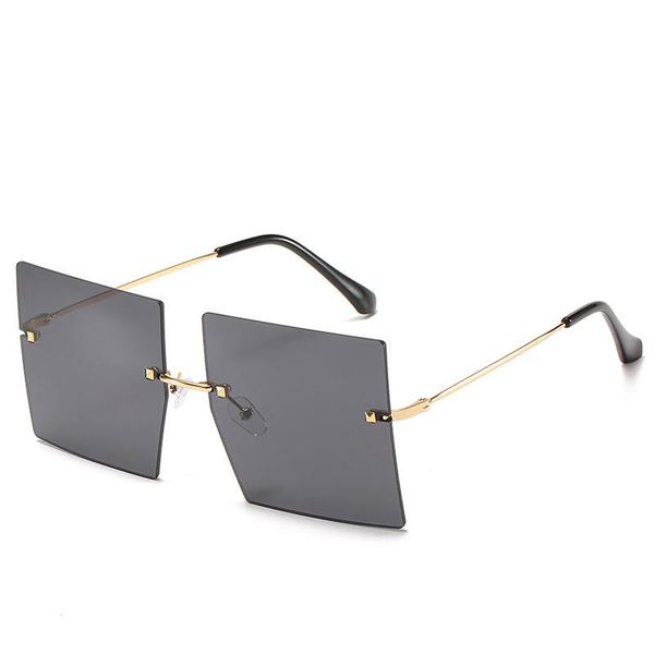 sunglasses trendy rimless square big frame ocean women metal street driving glasses men, White;black
sunglasses trendy rimless square big frame ocean women metal street driving glasses men, White;black