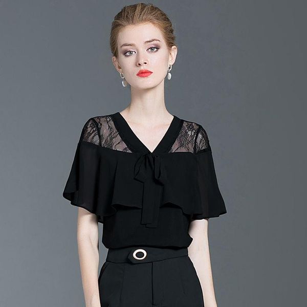 women's blouses & shirts black lace 2021 summer fashion elegant style bow v-neck ruffle chiffon shirt female sleeveless slim t-shirt, White
women's blouses & shirts black lace 2021 summer fashion elegant style bow v-neck ruffle chiffon shirt female sleeveless slim t-shirt, White