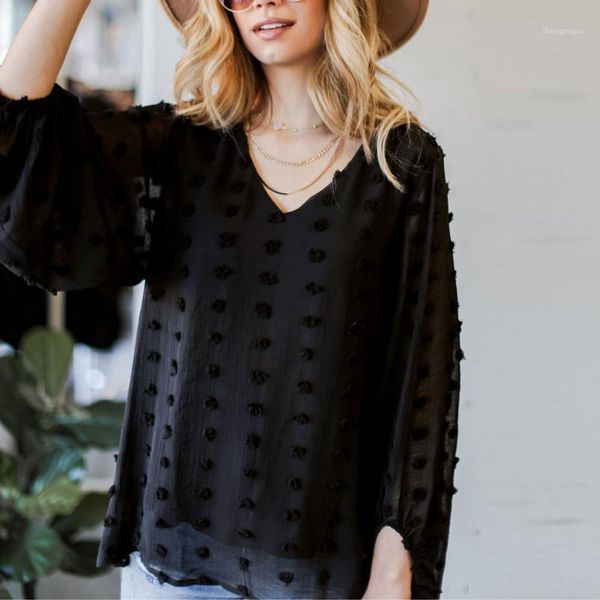 40# transparent chiffon blouse women polka dot v neck long sleeve blouses lantern casual womens and women's & shirts, White
40# transparent chiffon blouse women polka dot v neck long sleeve blouses lantern casual womens and women's & shirts, White