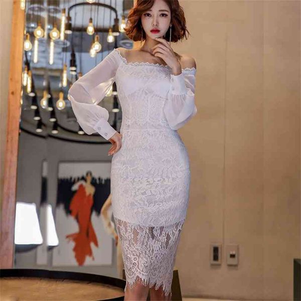 white off shoulder dress for women summer long sleeve lace hollow out ladies korea office dresses 210602, Black;gray
white off shoulder dress for women summer long sleeve lace hollow out ladies korea office dresses 210602, Black;gray