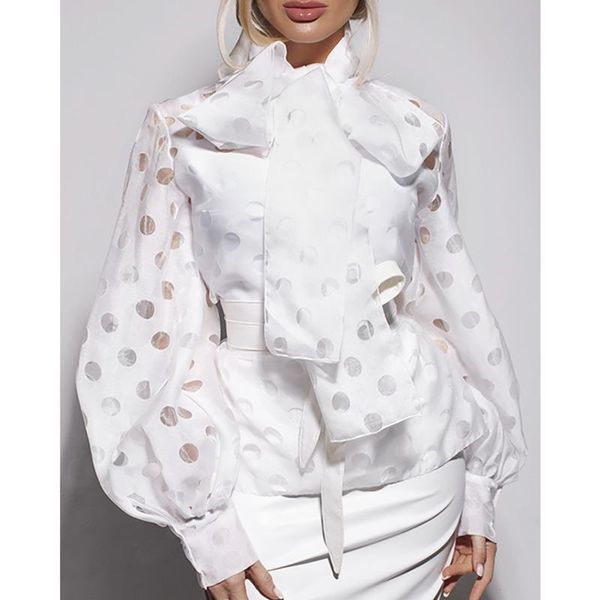women's blouses & shirts 2021 spring and sumemr lantern sleeves bow collar polka dots organza women shirt female blouse u362, White
women's blouses & shirts 2021 spring and sumemr lantern sleeves bow collar polka dots organza women shirt female blouse u362, White