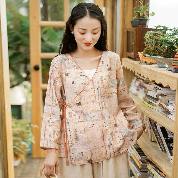 johnature women ramie belt shirts vintage print floral blouses v-neck long sleeve spring loose female summershirts 210521, White
johnature women ramie belt shirts vintage print floral blouses v-neck long sleeve spring loose female summershirts 210521, White