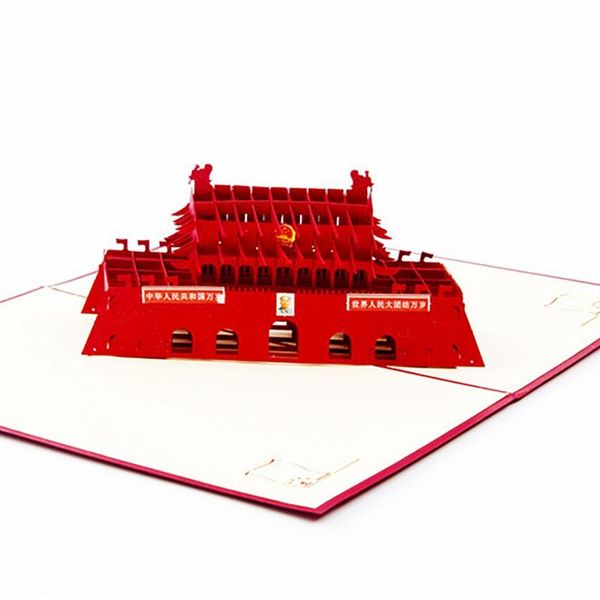 greeting cards red cover 3d fold up tiananmen square and envelope unique for birthday valentine 
greeting cards red cover 3d fold up tiananmen square and envelope unique for birthday valentine