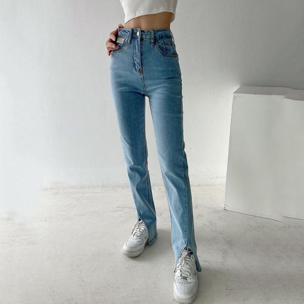 women's jeans high waist woman's casual simplicity straight denim long pants women hidh design sense woman split, Blue
women's jeans high waist woman's casual simplicity straight denim long pants women hidh design sense woman split, Blue