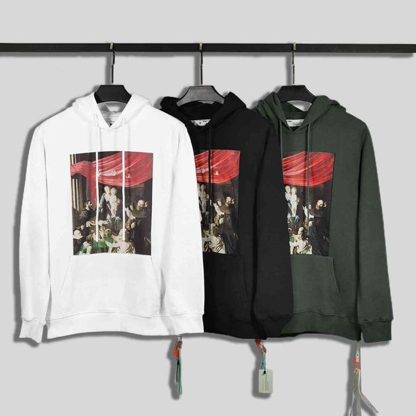 new autumn and winter 2021 off virgin oil painting series style arrstyle print loose men's women's hoodie, Black
new autumn and winter 2021 off virgin oil painting series style arrstyle print loose men's women's hoodie, Black