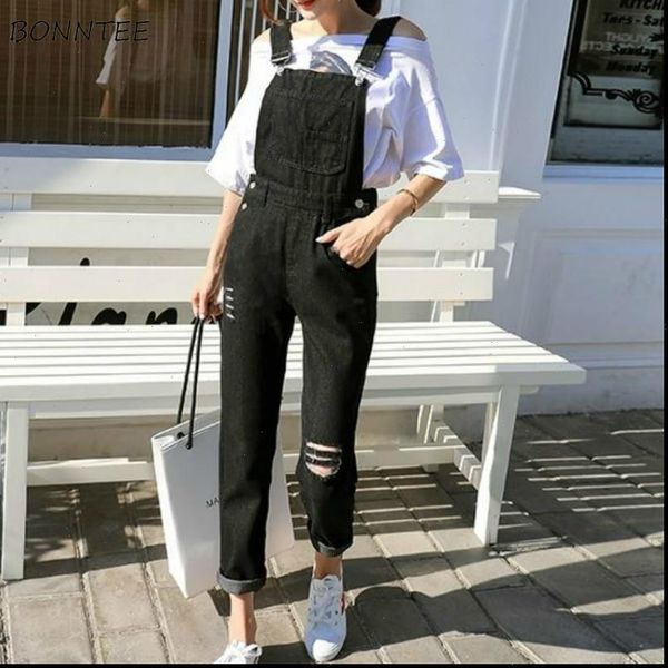 jumpsuits women womens rompers hole pocket korean style chic all match streetwear leisure solid soft casual denim daily fashionable, Black;white
jumpsuits women womens rompers hole pocket korean style chic all match streetwear leisure solid soft casual denim daily fashionable, Black;white