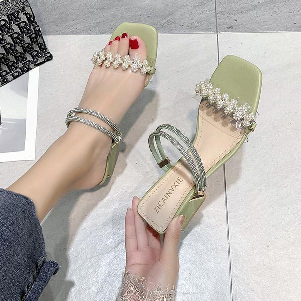 slippers pearl transparent pvc open toe women thick heel sandals shoes summer fashion crystal narrow band, Black
slippers pearl transparent pvc open toe women thick heel sandals shoes summer fashion crystal narrow band, Black