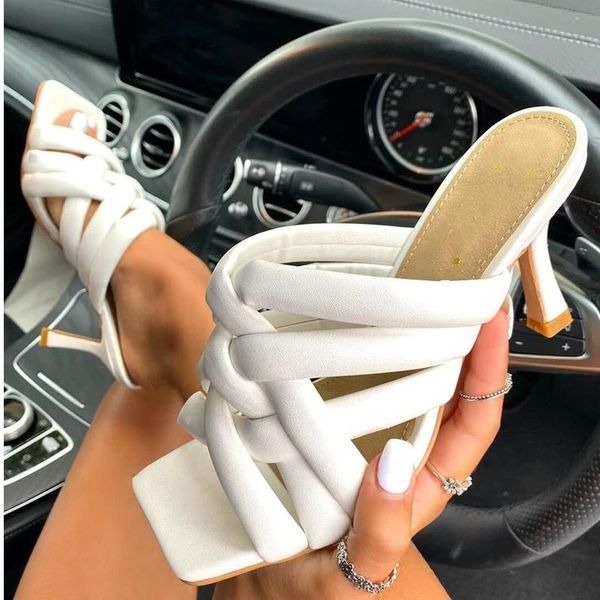 women's leisure stiletto heels slippers ladies summer elegent square toe shoes female party leather rubber sole footwear, Black
women's leisure stiletto heels slippers ladies summer elegent square toe shoes female party leather rubber sole footwear, Black