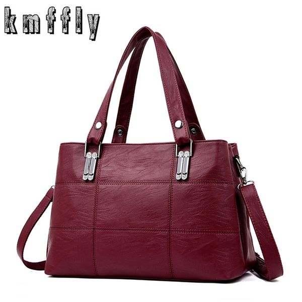 kmffly brand women leather handbags women's shoulder s female messenger large capacity ladies casual tote black/red 211025
kmffly brand women leather handbags women's shoulder s female messenger large capacity ladies casual tote black/red 211025