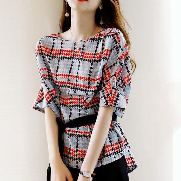 women's blouses & shirts blouse off-color ribbon plaid ladies fashion five-quarter sleeve medium-long shirt casual fresh 2021 japanese, White
women's blouses & shirts blouse off-color ribbon plaid ladies fashion five-quarter sleeve medium-long shirt casual fresh 2021 japanese, White