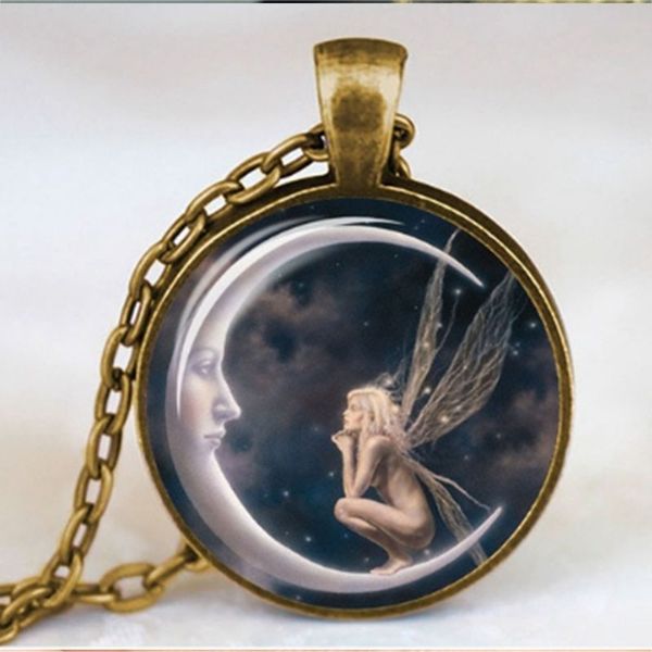 s2065 fashion jewelry vintage time gem cabochon moon angel pendant necklace sweater necklaces, Silver
s2065 fashion jewelry vintage time gem cabochon moon angel pendant necklace sweater necklaces, Silver