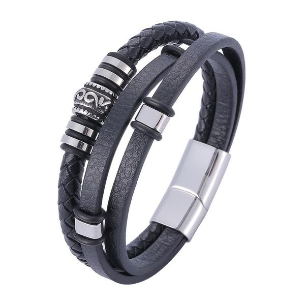 charm bracelets multilayer braided wrap leather men stainless steel magnet clasp punk handmade bangles male gift sp1152, Golden;silver
charm bracelets multilayer braided wrap leather men stainless steel magnet clasp punk handmade bangles male gift sp1152, Golden;silver