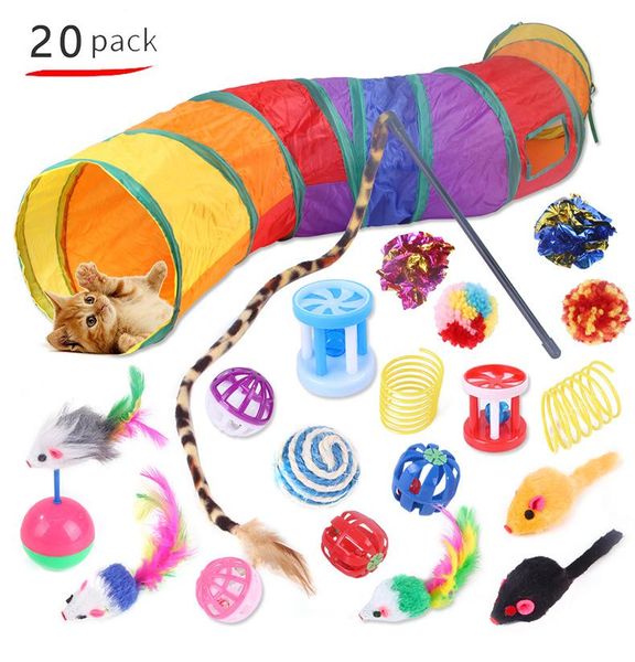 cat toys 20 pcs toy kit collapsible tunnel indoor kitten interactive teaser wand mice ball pet fun channel crinkle supplies
cat toys 20 pcs toy kit collapsible tunnel indoor kitten interactive teaser wand mice ball pet fun channel crinkle supplies