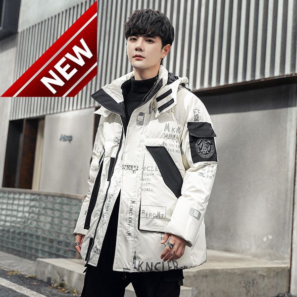 2021 winter men's white duck down jacket hip hop letter print brand loose thickened bright face hooded couples, Black
2021 winter men's white duck down jacket hip hop letter print brand loose thickened bright face hooded couples, Black