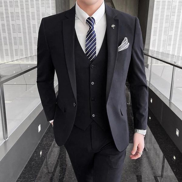 men's suits & blazers boutique fashion solid color slim formal men three-piece suit groom wedding stage ( jacket + vest pants ), White;black
men's suits & blazers boutique fashion solid color slim formal men three-piece suit groom wedding stage ( jacket + vest pants ), White;black