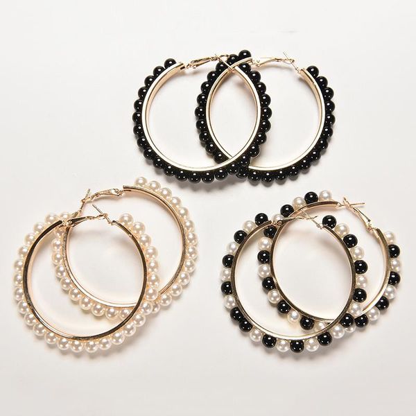 hoop & huggie 1pair fancy jewelry earring black white pearl with stainless steel pin big circle loop earrings, Golden;silver
hoop & huggie 1pair fancy jewelry earring black white pearl with stainless steel pin big circle loop earrings, Golden;silver