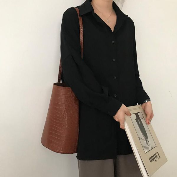 women's blouses & shirts hzirip arrival oversize all match office lady clothe femme chic fashion korean high street 2021 solid ol lapel, White
women's blouses & shirts hzirip arrival oversize all match office lady clothe femme chic fashion korean high street 2021 solid ol lapel, White