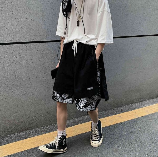 shorts 2021 split fake two piece splicing cashew frock trend men's pants, White;black
shorts 2021 split fake two piece splicing cashew frock trend men's pants, White;black