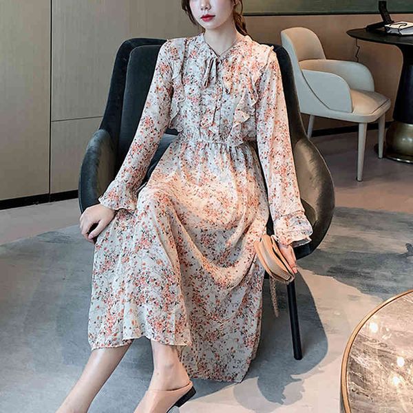 dresses spring o-neck chiffon women lace up ruffles female dress elastic high waist floral print a-line vestidos femme ys0q, Black;gray
dresses spring o-neck chiffon women lace up ruffles female dress elastic high waist floral print a-line vestidos femme ys0q, Black;gray
