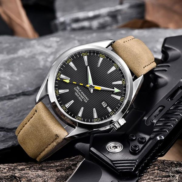 wristwatches 41mm men's watch automatic mechanical sapphire waterproof 3bar sport white bezel leather wrist, Slivery;brown
wristwatches 41mm men's watch automatic mechanical sapphire waterproof 3bar sport white bezel leather wrist, Slivery;brown