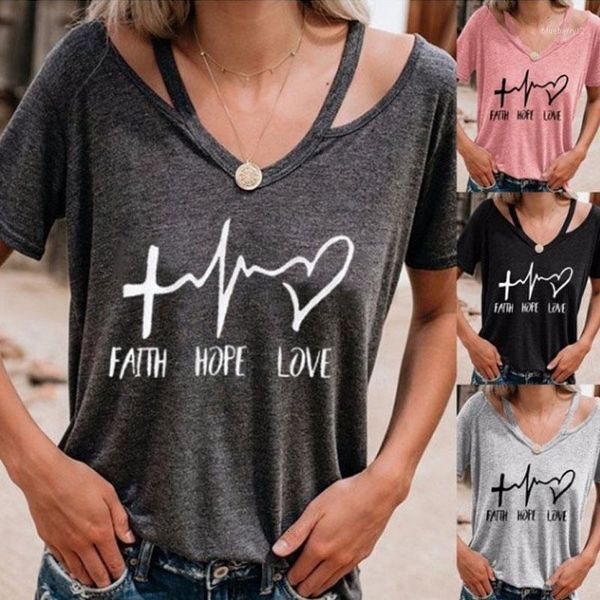 women summer faith hope love letters print t shirt v neck short sleeve for women, White
women summer faith hope love letters print t shirt v neck short sleeve for women, White
