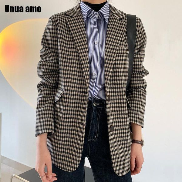 women's suits & blazers unua amo autumn plaid blazer femme single breasted suit jacket for women 2021 fashion loose vintage americana, White;black
women's suits & blazers unua amo autumn plaid blazer femme single breasted suit jacket for women 2021 fashion loose vintage americana, White;black
