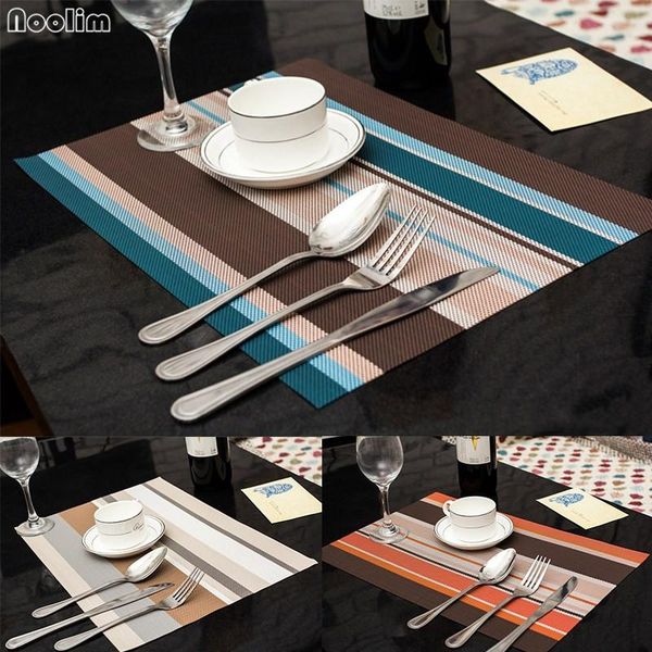 mats & pads noolim 4pcs/lot heat resistant pvc kitchen dinning stripe table placemats for mat cup pad 45*30cm
mats & pads noolim 4pcs/lot heat resistant pvc kitchen dinning stripe table placemats for mat cup pad 45*30cm