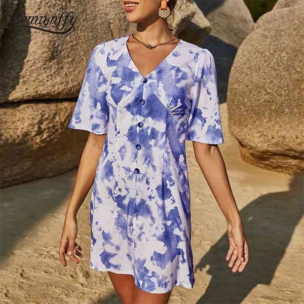 v-neck tie dye button women vintage dresses summer short sleeve female casual a-line dress elegant vestidos 210510, Black;gray
v-neck tie dye button women vintage dresses summer short sleeve female casual a-line dress elegant vestidos 210510, Black;gray
