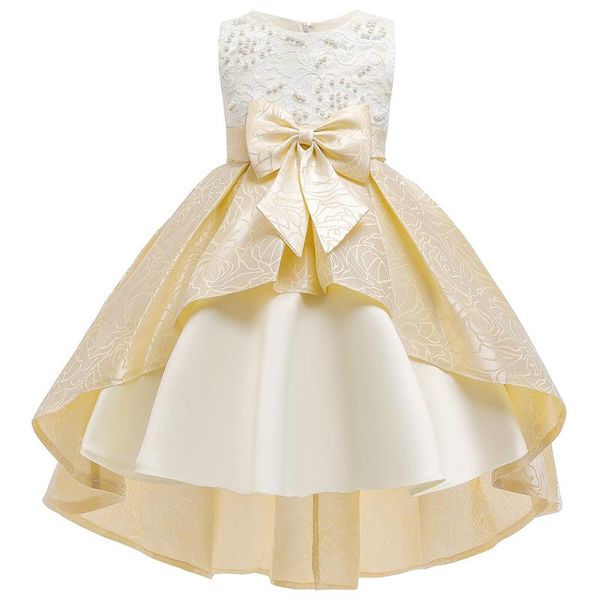 girl's dresses 2021 girl princess dress flower girls wedding bow lace beaded tail children clothing for vestidos, Red;yellow
girl's dresses 2021 girl princess dress flower girls wedding bow lace beaded tail children clothing for vestidos, Red;yellow