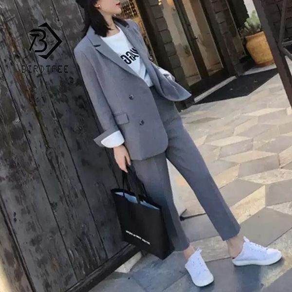 women's two piece pants spring autumn 2 sets double breasted pocket blazer jacket & office wear women suit female s15412x, White
women's two piece pants spring autumn 2 sets double breasted pocket blazer jacket & office wear women suit female s15412x, White