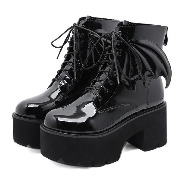boots 2021 fashion angel wing ankle high heels patent leather womens platform punk gothic model shoes prefect, Black
boots 2021 fashion angel wing ankle high heels patent leather womens platform punk gothic model shoes prefect, Black