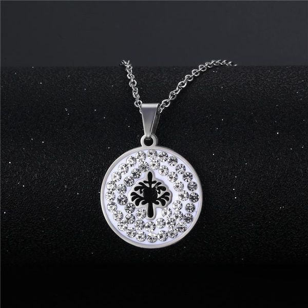 chains european and american necklace stainless steel round pendant lady inlaid with zircon, Silver
chains european and american necklace stainless steel round pendant lady inlaid with zircon, Silver